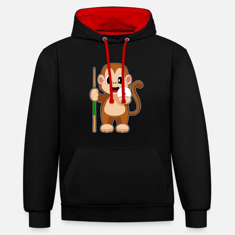 Queue de billard Monkey - Sweat à capuche contrasté - noir/rouge