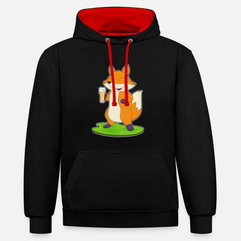 Bière Fuchs - Sweat à capuche contrasté - noir/rouge