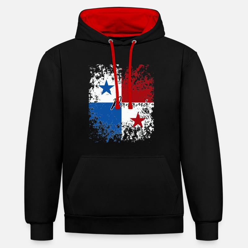 Fierté panaméenne, drapeau panaméen - Sweat à capuche contrasté - noir/rouge