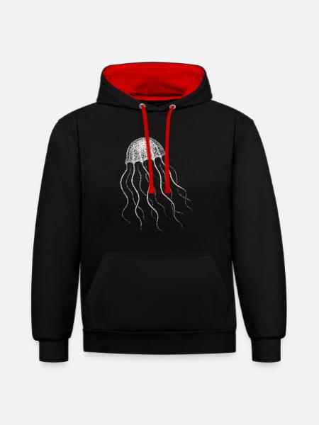 Méduse - Sweat à capuche contrasté - noir/rouge