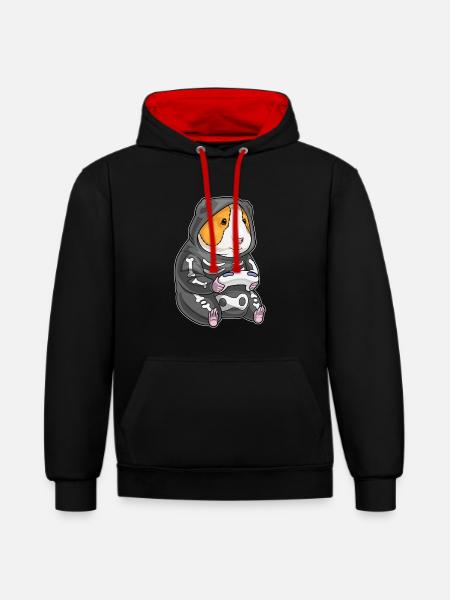 Cochon d’Inde Halloween Gamer - Sweat à capuche contrasté - noir/rouge