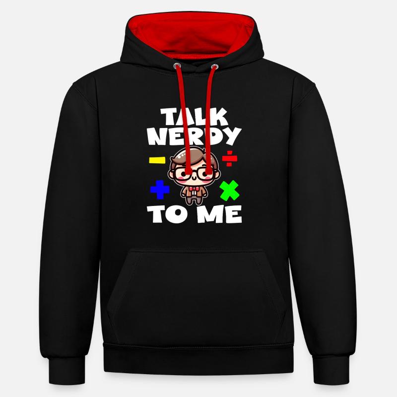 SPRICH NERDIG MIT MIR - TEACHET GESCHENK - Kontrast-Hoodie - Schwarz/Rot