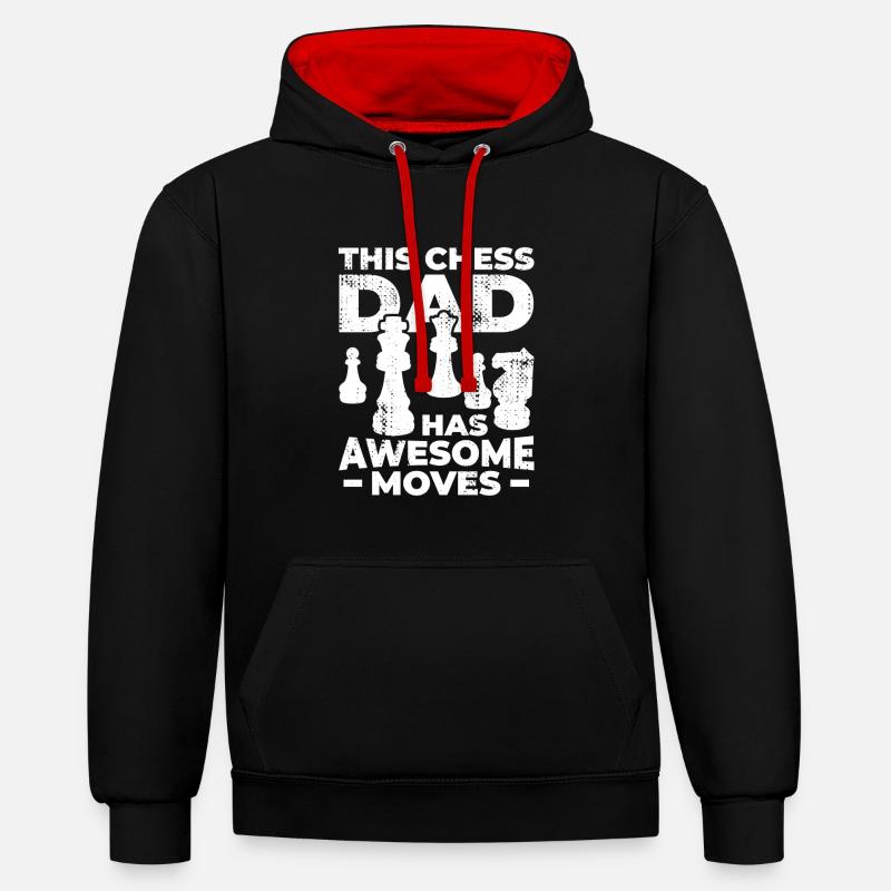 Père d’échecs - Sweat à capuche contrasté - noir/rouge