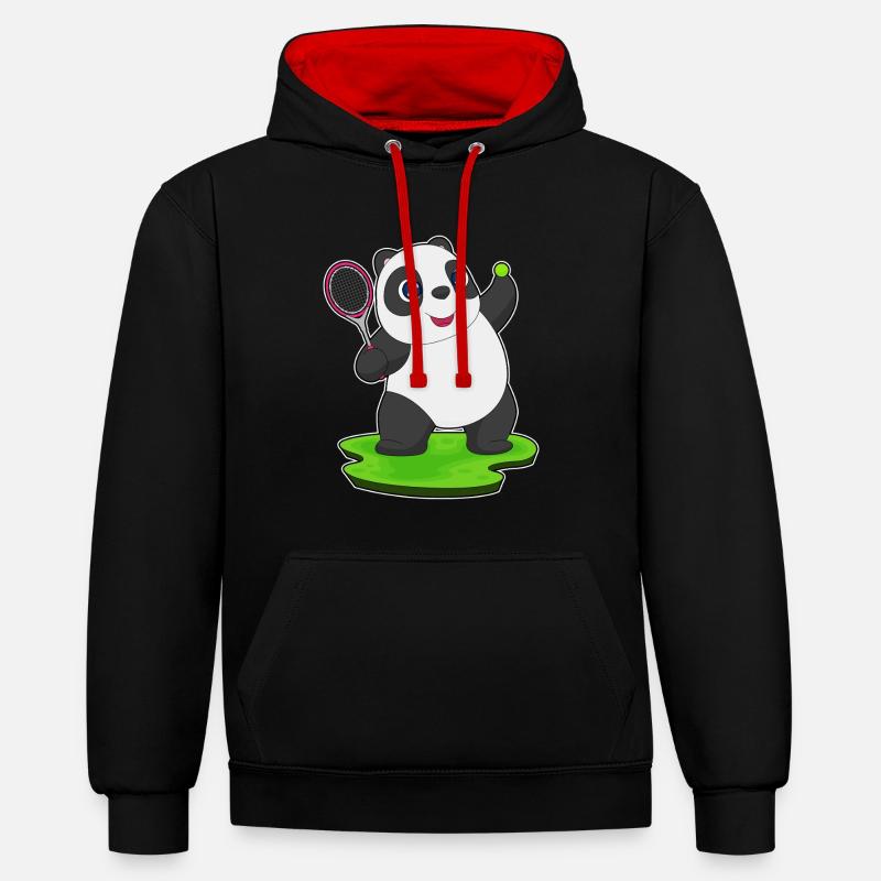Raquette de tennis Panda - Sweat à capuche contrasté - noir/rouge