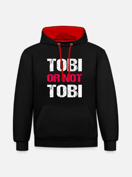 Tobi or not Tobi Wortspiel Vorname - Kontrast-Hoodie - Schwarz/Rot