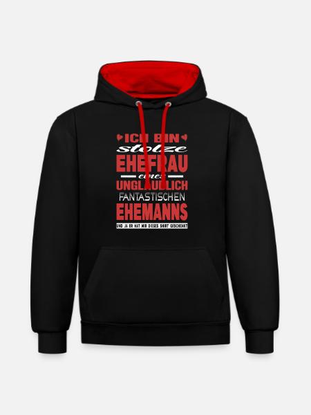 Ehefrau Geschenk Ehemann Partnerin Frauen - Kontrast-Hoodie - Schwarz/Rot