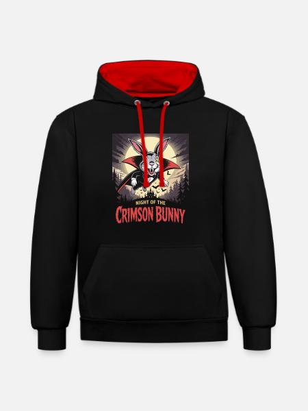 Night of the Crimson Bunny - Bunny Design - Contrast hoodie - black/red