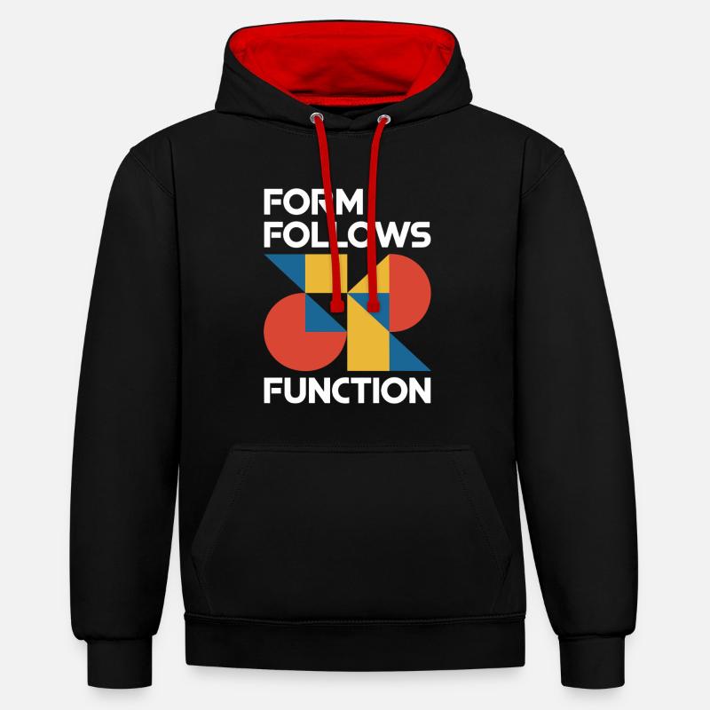 Bauhaus Architecture Architecte - Sweat à capuche contrasté - noir/rouge