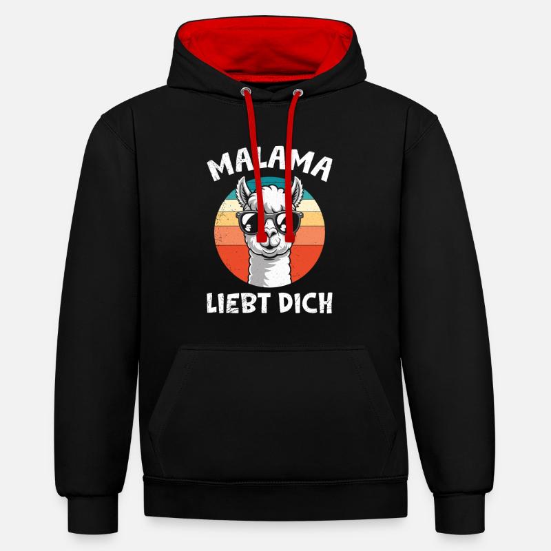 Bientôt maman MALAMA T'AIME Drôle - Sweat à capuche contrasté - noir/rouge