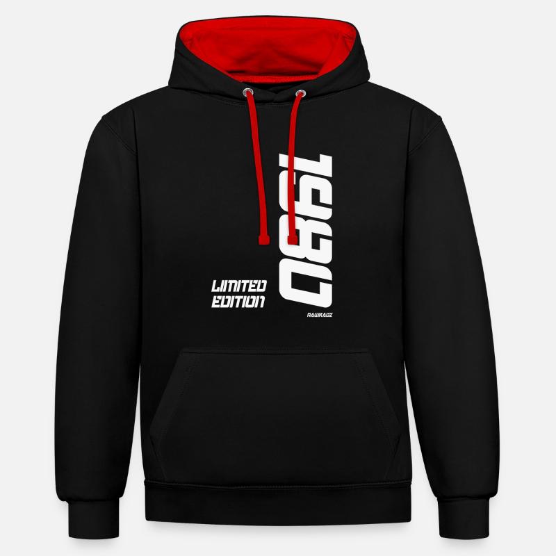 Edition limitée 1980 - Sweat à capuche contrasté - noir/rouge