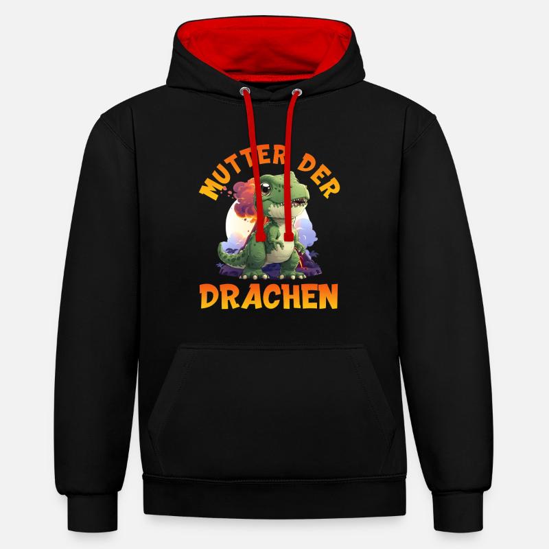 Futures mamans MÈRE DES DRAGONS Drôle - Sweat à capuche contrasté - noir/rouge
