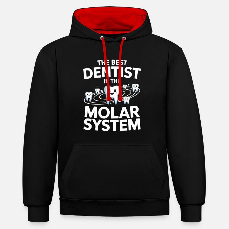 Système molaire de Zahnhelden - Sweat à capuche contrasté - noir/rouge