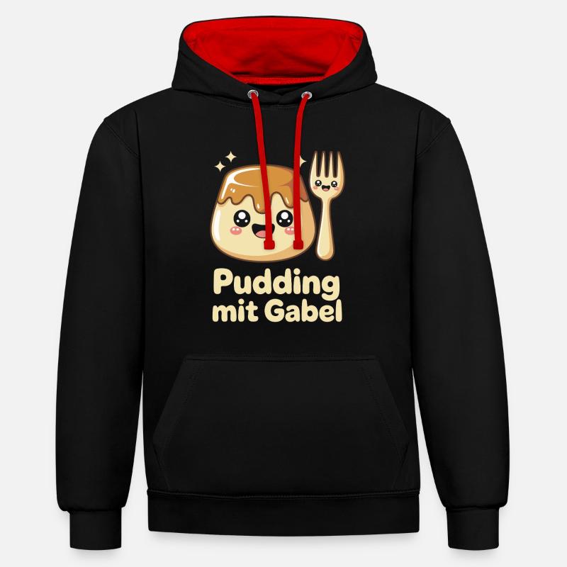 Pudding à la fourchette - Sweat à capuche contrasté - noir/rouge