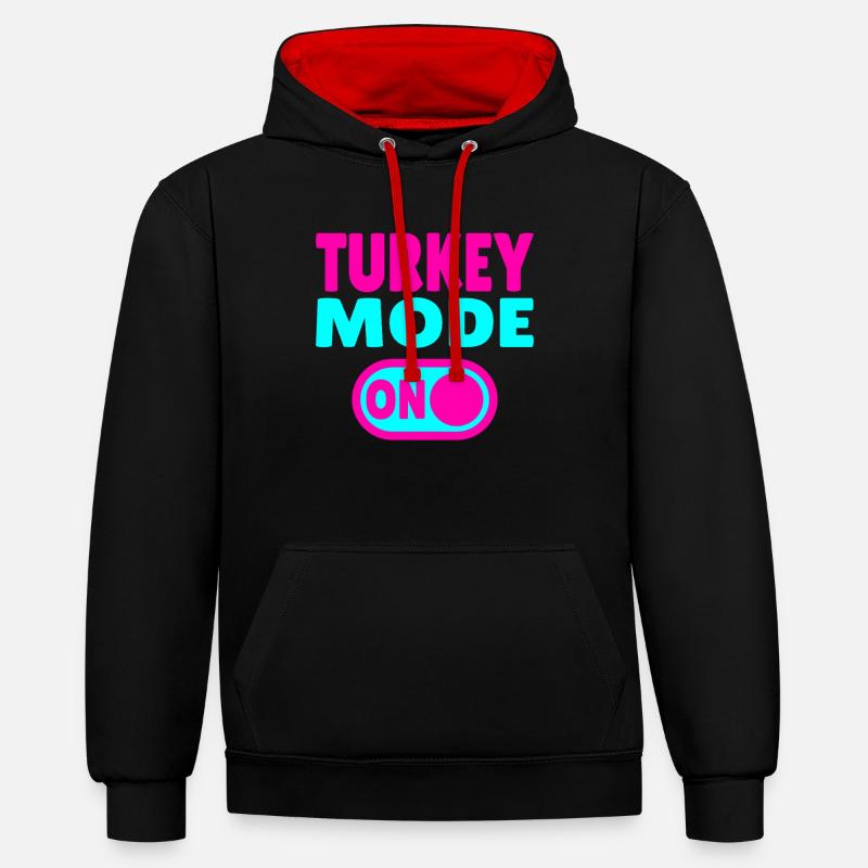 Mode dinde activé - Sweat à capuche contrasté - noir/rouge
