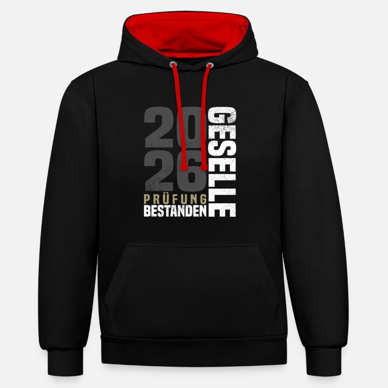 Remise des diplômes de compagnon 2026 - Sweat à capuche contrasté - noir/rouge