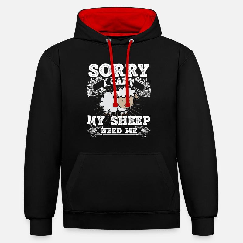 Shepherd Shepherd Shepherd Farmer Herd Sheep - Contrast hoodie - black/red