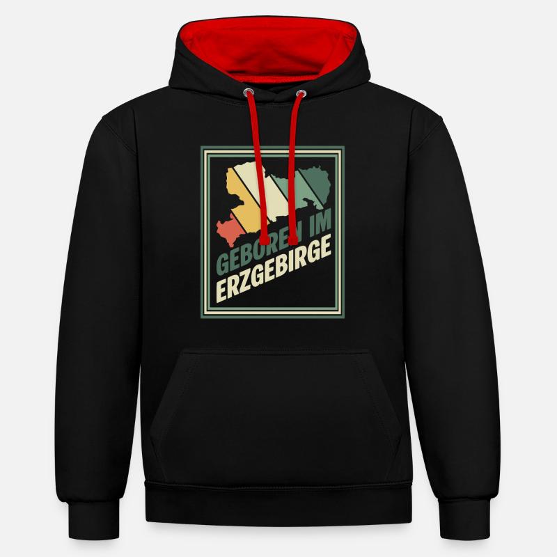 Né dans les Monts Métallifères Rétro - Sweat à capuche contrasté - noir/rouge