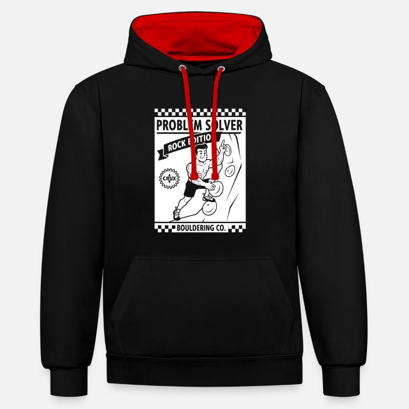 Problem Solver Rock Edition Kletterwand-Spaß - Kontrast-Hoodie - Schwarz/Rot