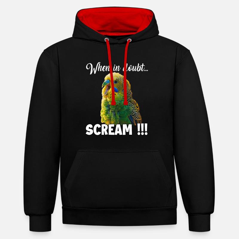 Cadeaux créatifs Bird Friends Perruche - Sweat à capuche contrasté - noir/rouge