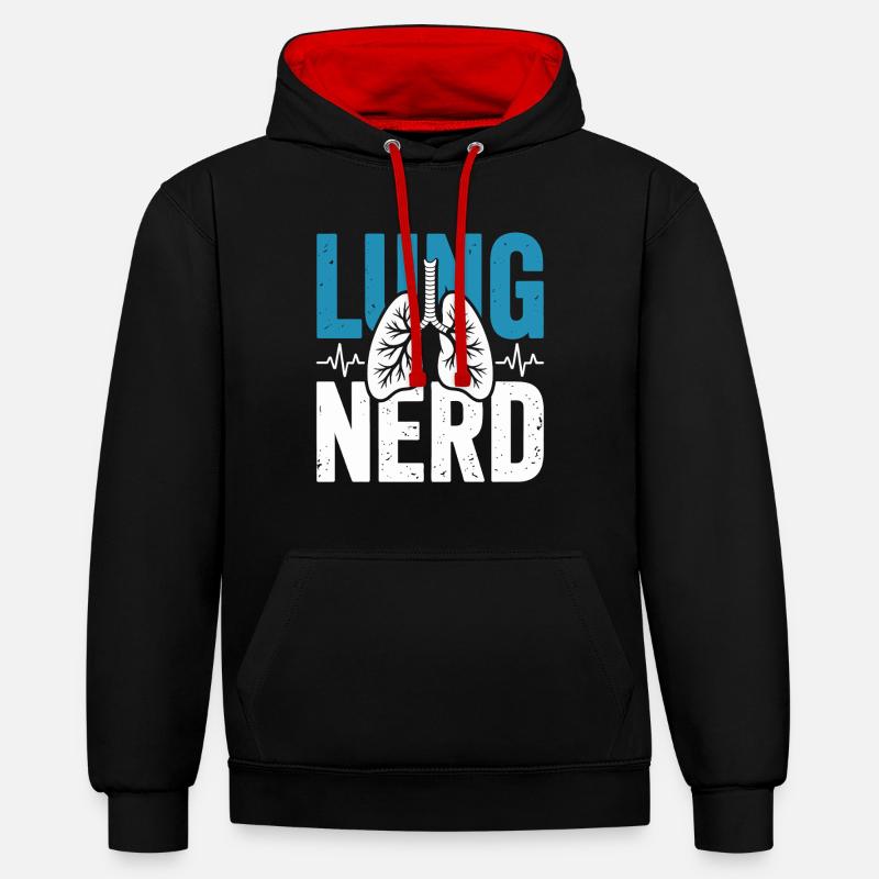 Chemise Lung Nerd Lung Lover - Sweat à capuche contrasté - noir/rouge