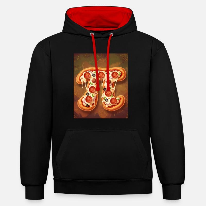 Pizza forme de pi - Sweat à capuche contrasté - noir/rouge