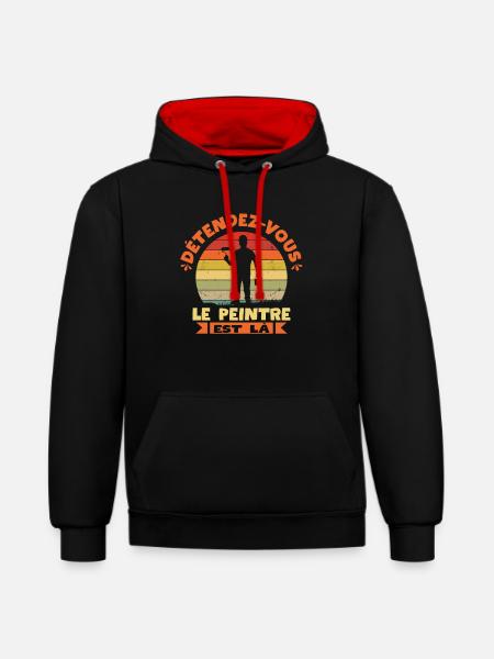 Entspann dich, der Maler, ist da Handwerklicher Humor - Kontrast-Hoodie - Schwarz/Rot