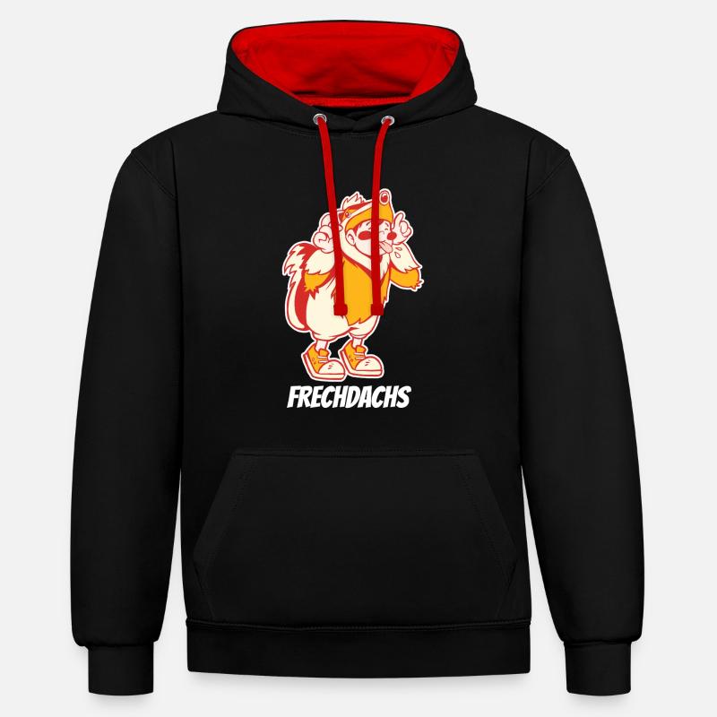Effronté – Le Voleur Espiègle - Sweat à capuche contrasté - noir/rouge