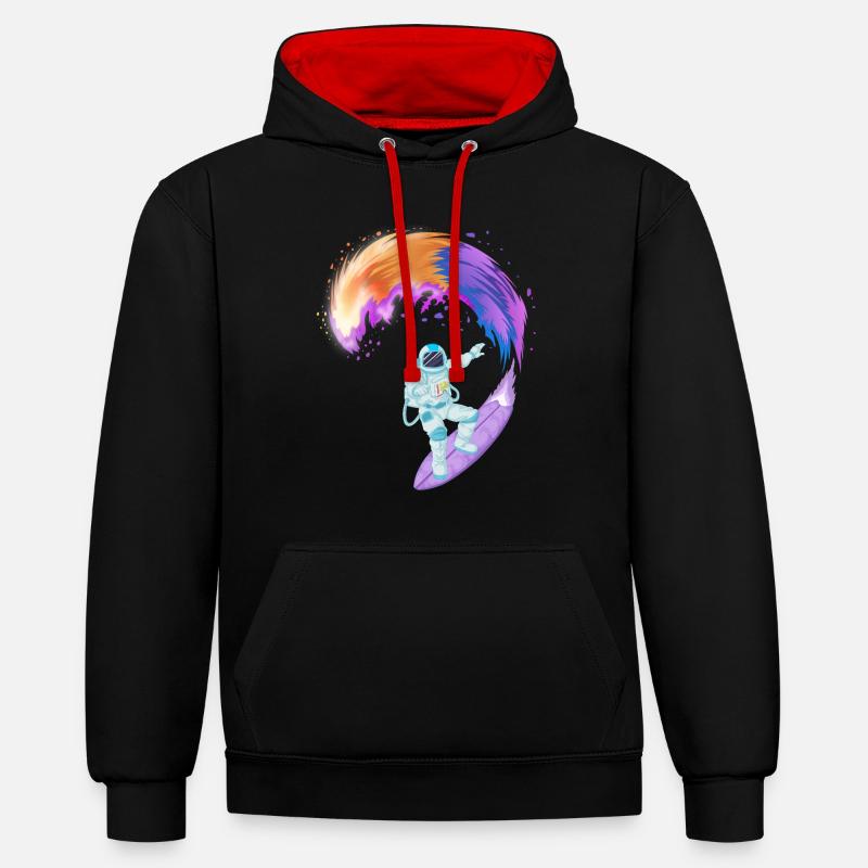 Chemise spatiale de surf d’astronaute - Sweat à capuche contrasté - noir/rouge