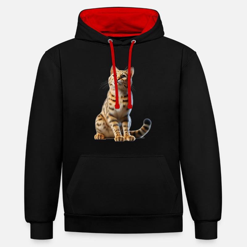 Savannah Katze Savannah Chat - Sweat à capuche contrasté - noir/rouge