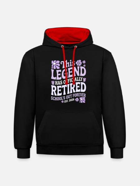 Lehrer-Ruhestandsgeschenke für Lehrer Ruhestand - Kontrast-Hoodie - Schwarz/Rot