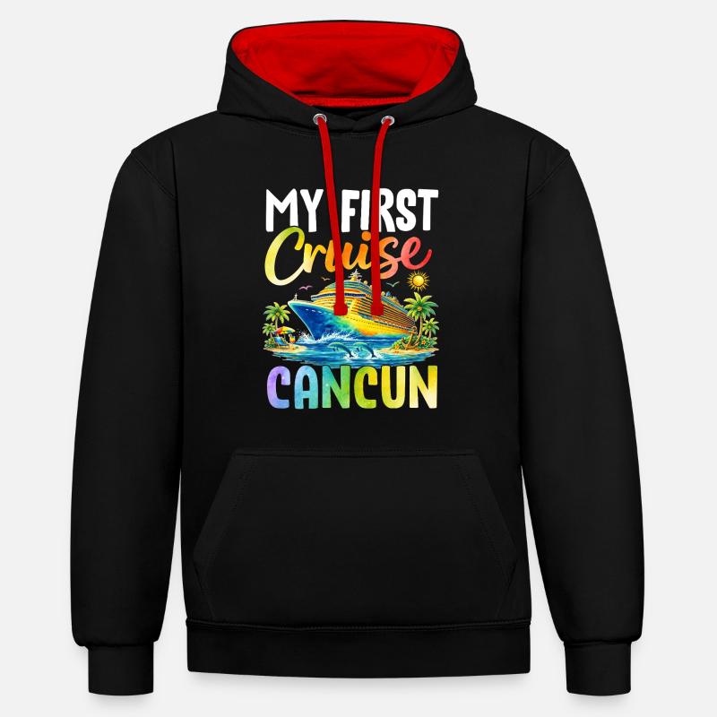 Ma première croisière à Cancún - Sweat à capuche contrasté - noir/rouge