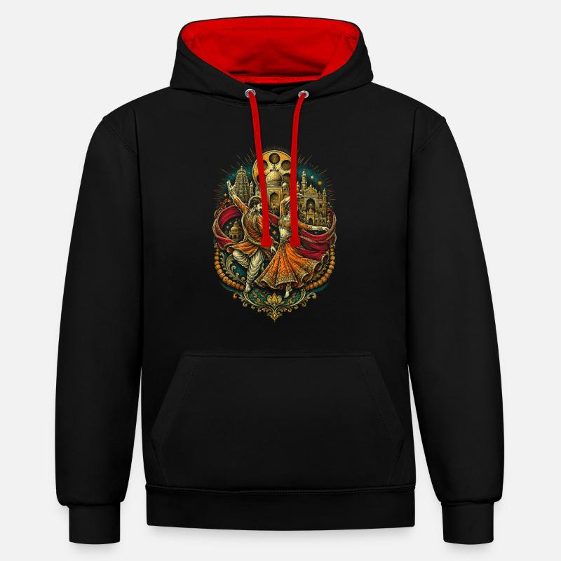Bollywood - Sweat à capuche contrasté - noir/rouge