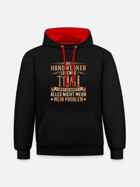 Abschied Handwerker Legende in Rente - Kontrast-Hoodie - Schwarz/Rot