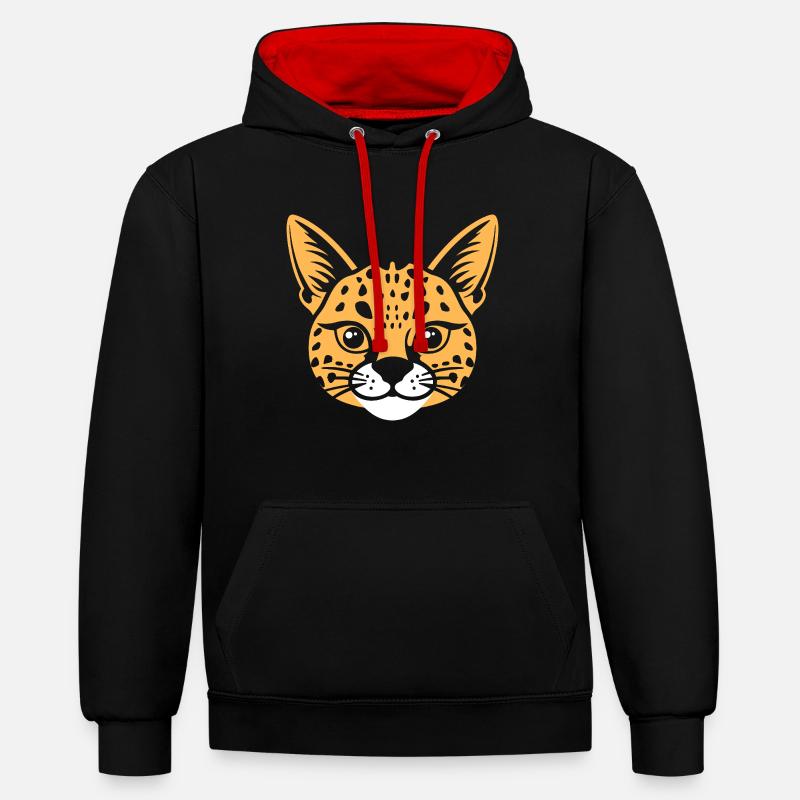 serval - Sweat à capuche contrasté - noir/rouge