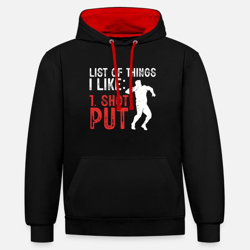Lancer du poids Athlétisme - Sweat à capuche contrasté - noir/rouge