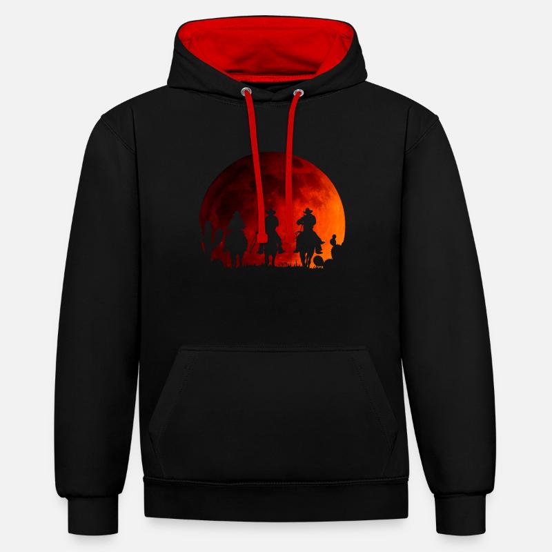 Red Moon Cowboys - Sweat à capuche contrasté - noir/rouge