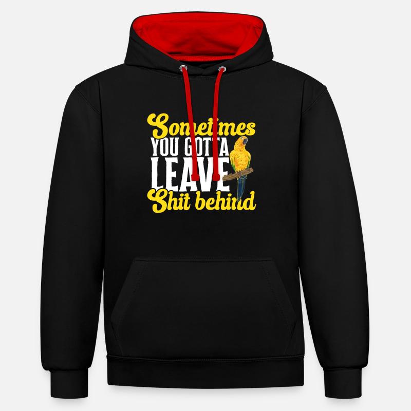 Perruche, Perroquet, Perruche, Oiseau - Sweat à capuche contrasté - noir/rouge