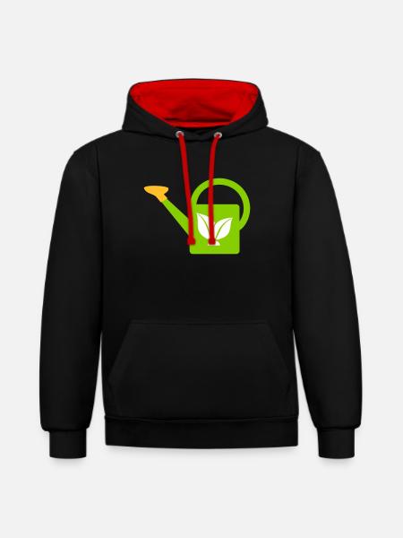 Arrosoir - Sweat à capuche contrasté - noir/rouge