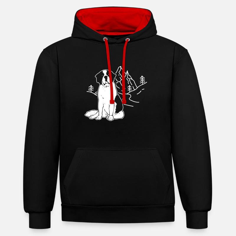 Saint-Bernard Chien Saint-Bernard - Sweat à capuche contrasté - noir/rouge