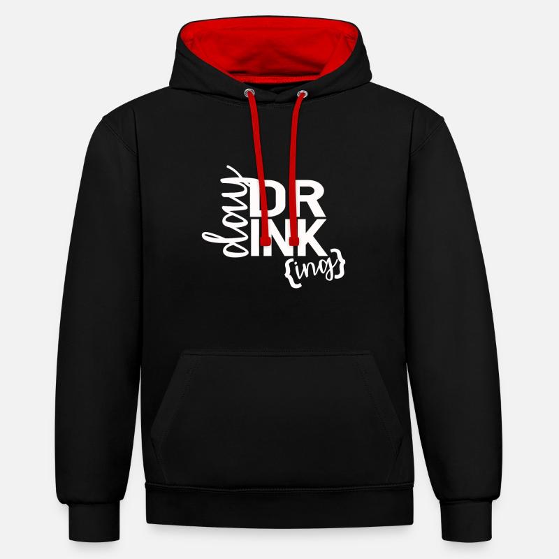 POTABLE - Sweat à capuche contrasté - noir/rouge