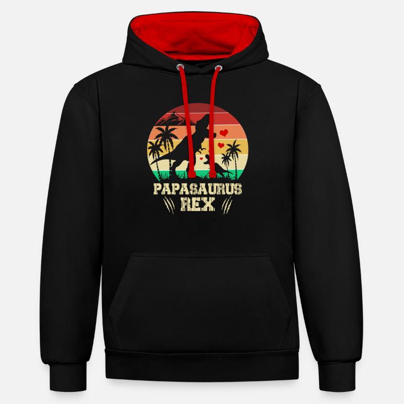Papasaurus Rex - Sweat à capuche contrasté - noir/rouge