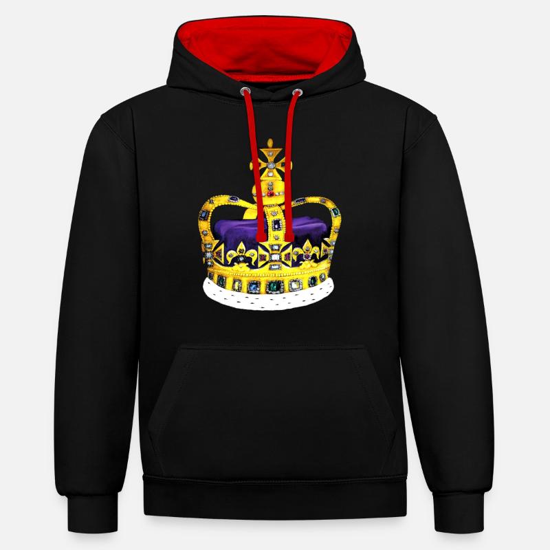 Le Over - Couronne - Sweat à capuche contrasté - noir/rouge