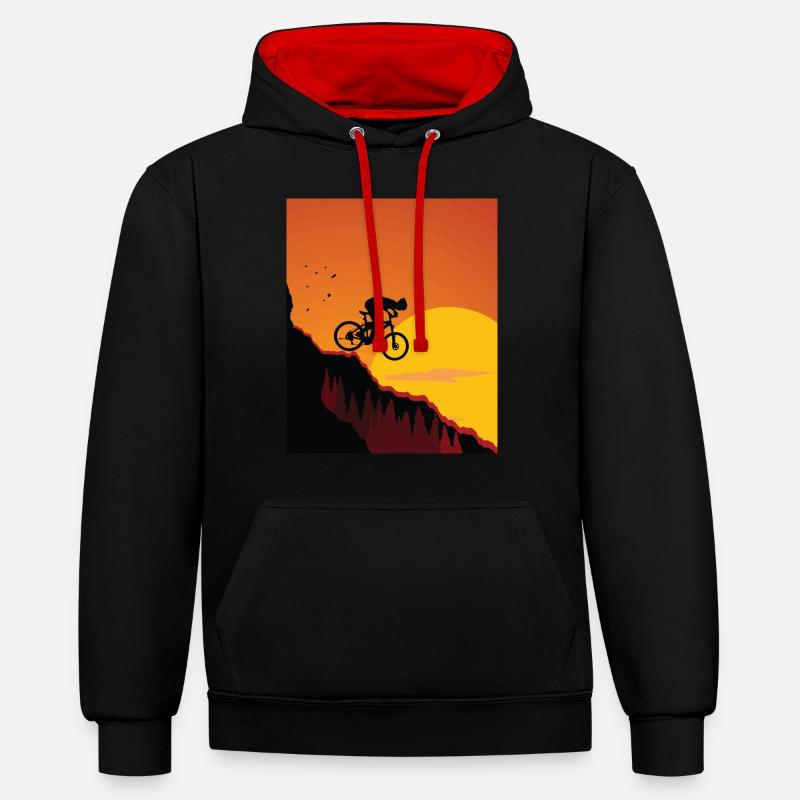 VTT, vélos, cyclisme - Sweat à capuche contrasté - noir/rouge