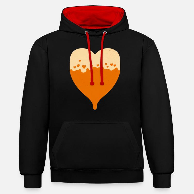 Le cœur rempli de bière - Sweat à capuche contrasté - noir/rouge