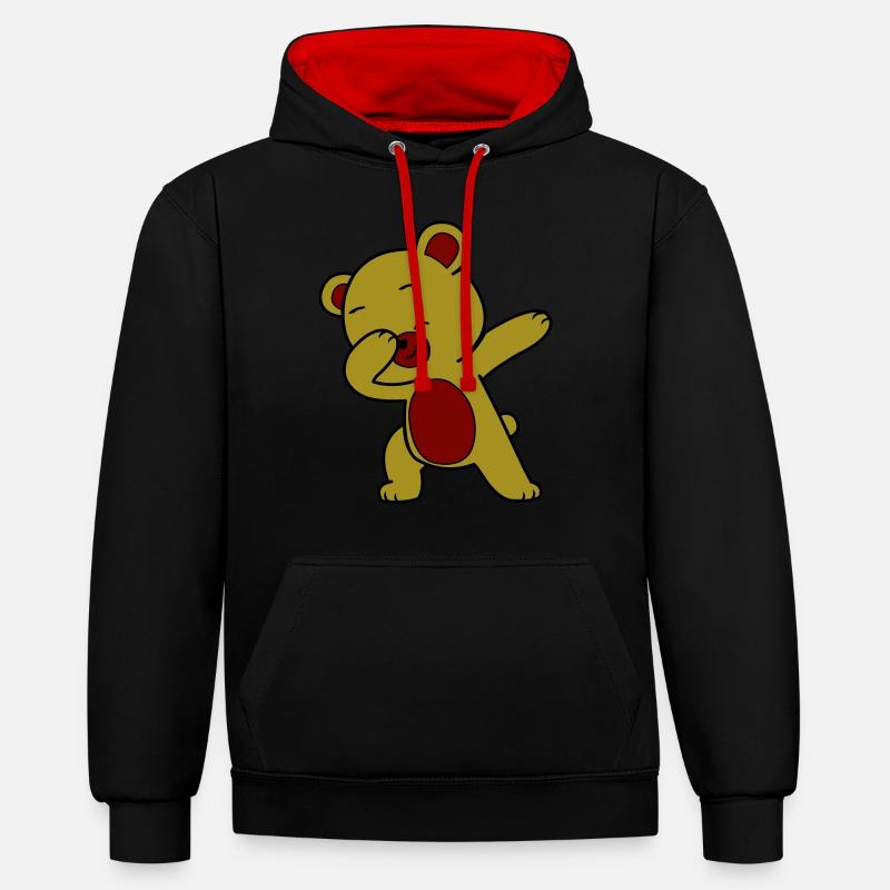 Dabbing Bear - Sweat à capuche contrasté - noir/rouge