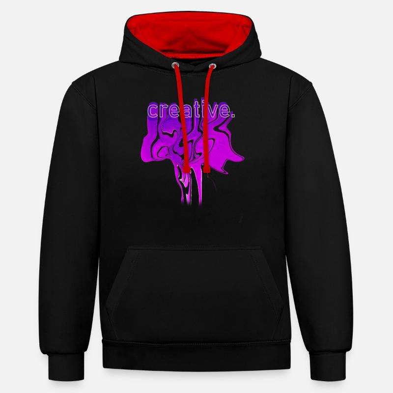 Créatif - Sweat à capuche contrasté - noir/rouge