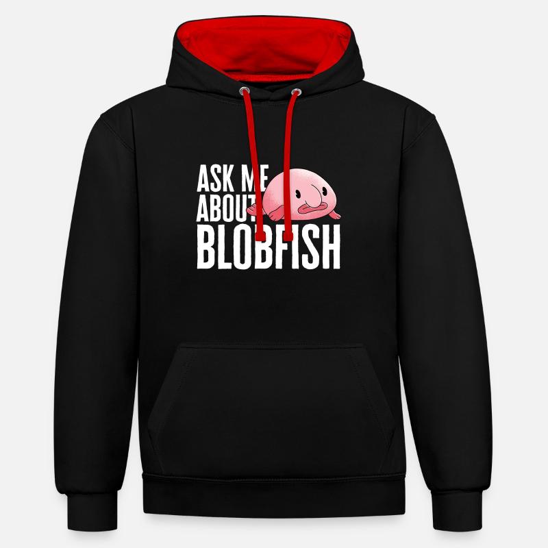 Poisson blob - Sweat à capuche contrasté - noir/rouge