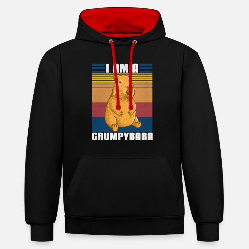 Grumpybara Fun Capybara - Contrast hoodie - black/red