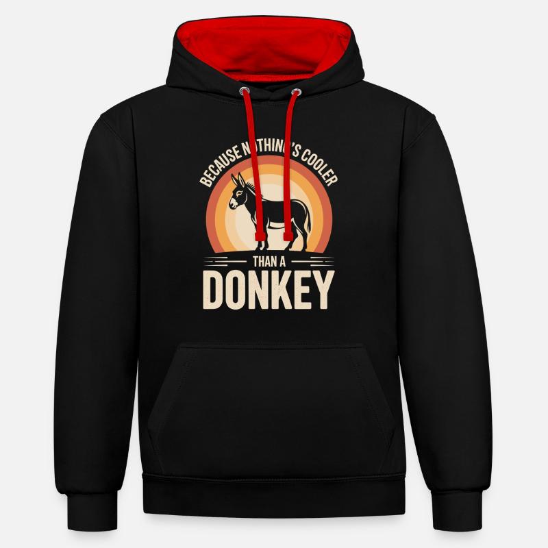Drôle d’âne - Sweat à capuche contrasté - noir/rouge