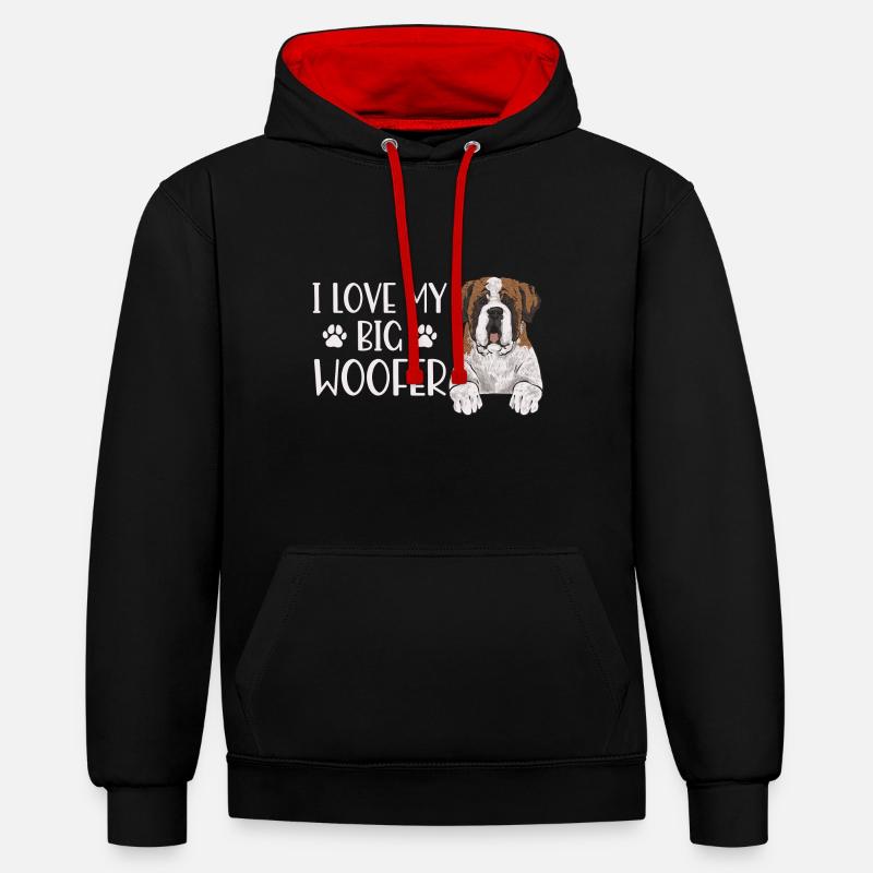 Saint-Bernard Chien Saint-Bernard - Sweat à capuche contrasté - noir/rouge